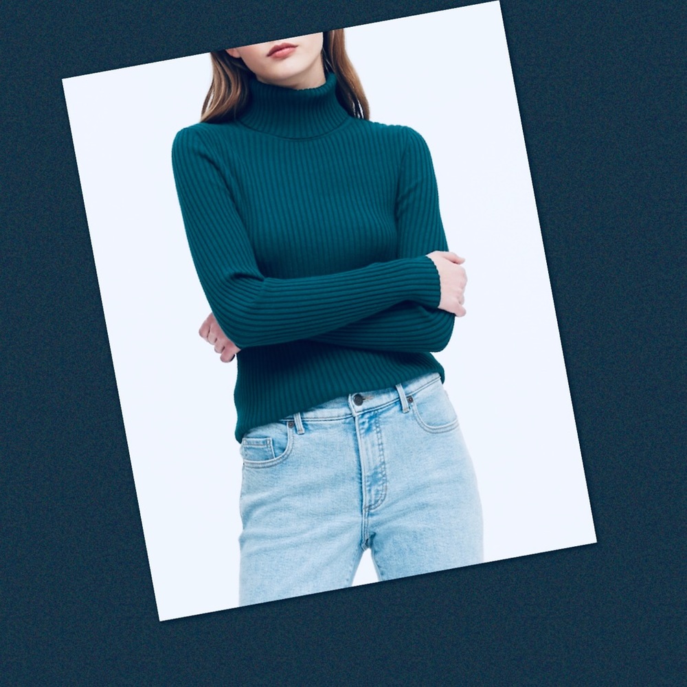 George-royal blue ribbed turtleneck sweater
